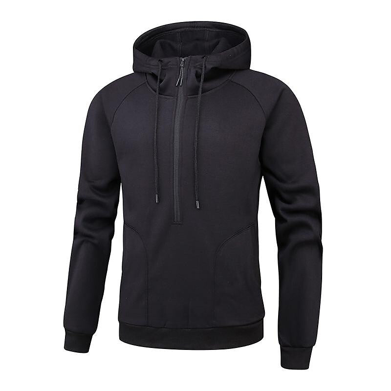 Sweat à capuche tendance en patchwork camouflage brossé à col en V zippé pour homme