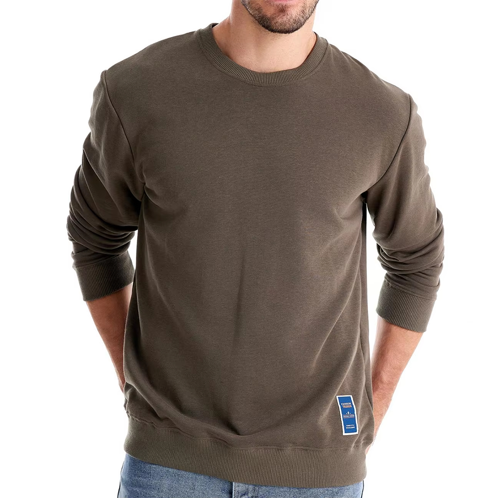 Pull col rond tricoté uni décontracté pour hommes