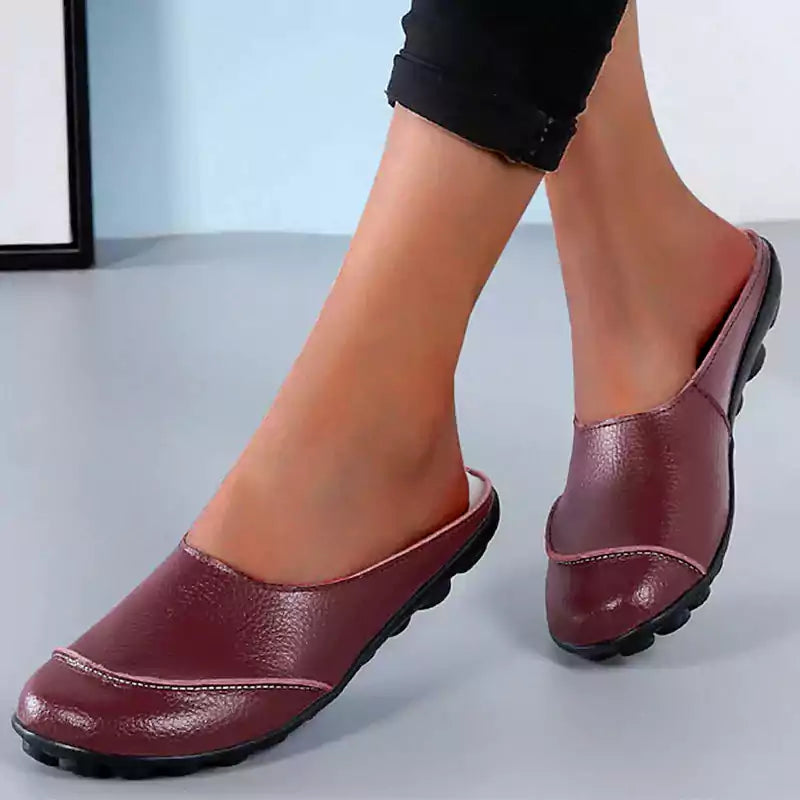 Sandales plates confortables LetcloTM en cuir à semelle souple