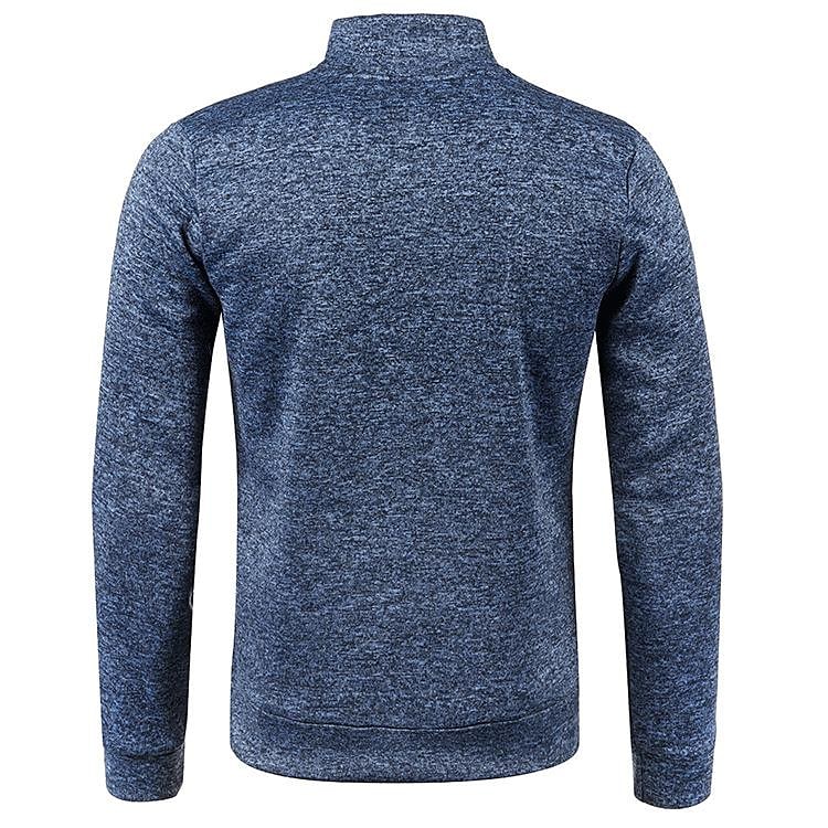 Pull polaire fin pour homme à col montant et demi-zip, manches longues