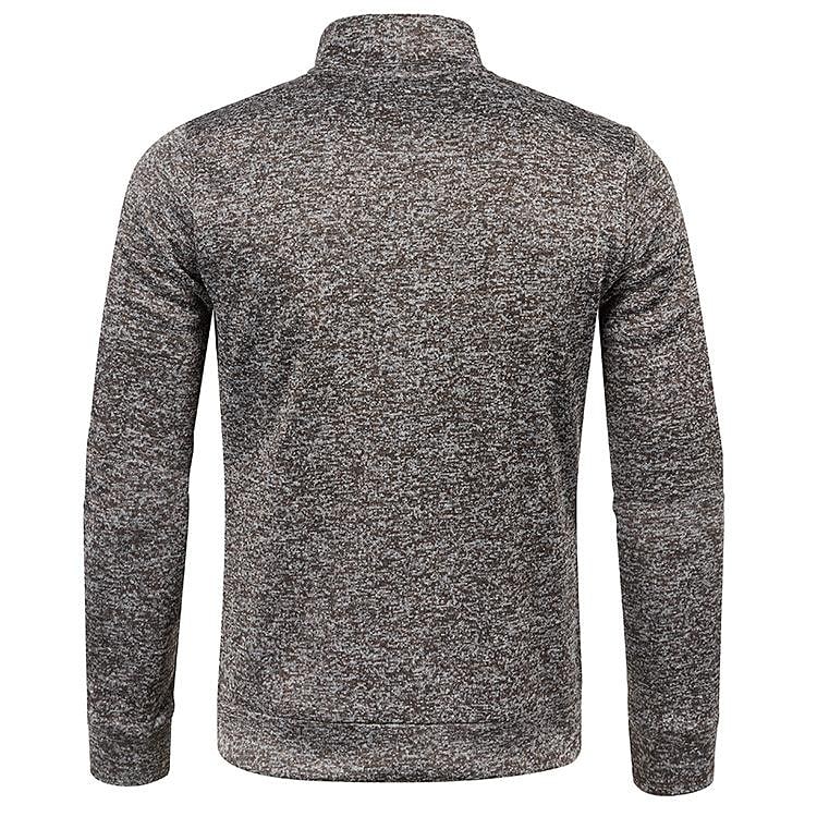 Pull polaire fin pour homme à col montant et demi-zip, manches longues