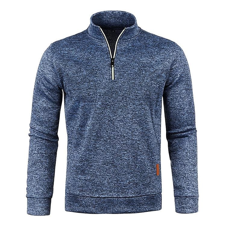 Pull polaire fin pour homme à col montant et demi-zip, manches longues