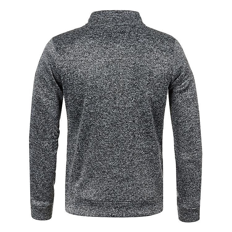 Pull polaire fin pour homme à col montant et demi-zip, manches longues