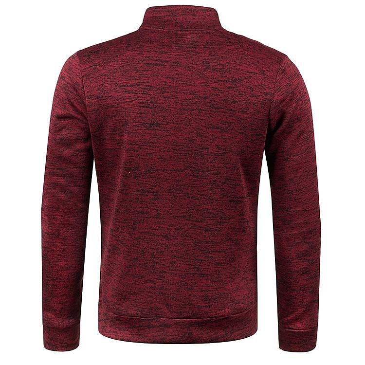 Pull polaire fin pour homme à col montant et demi-zip, manches longues