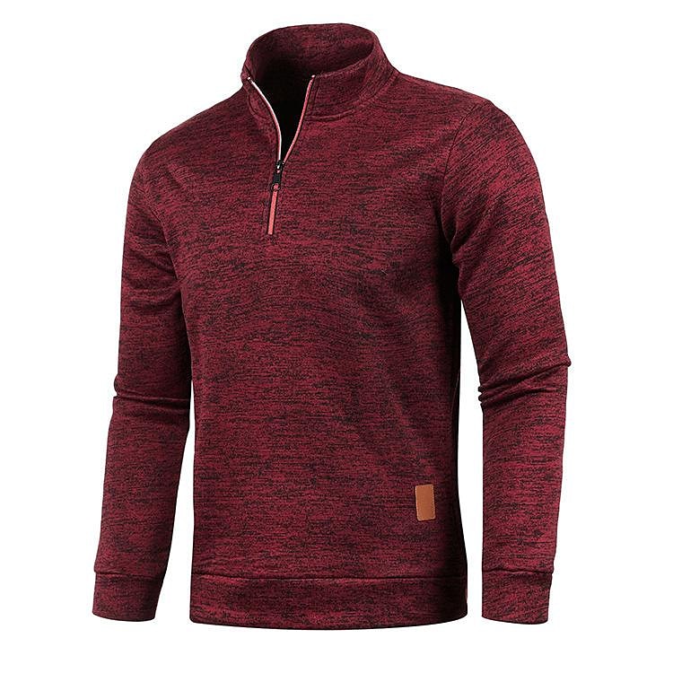 Pull polaire fin pour homme à col montant et demi-zip, manches longues