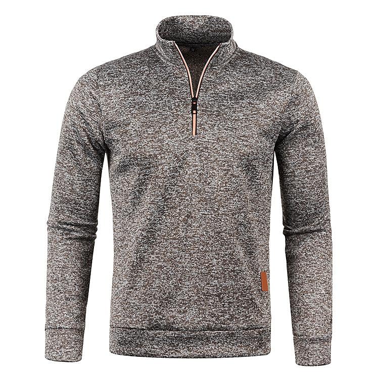 Pull polaire fin pour homme à col montant et demi-zip, manches longues
